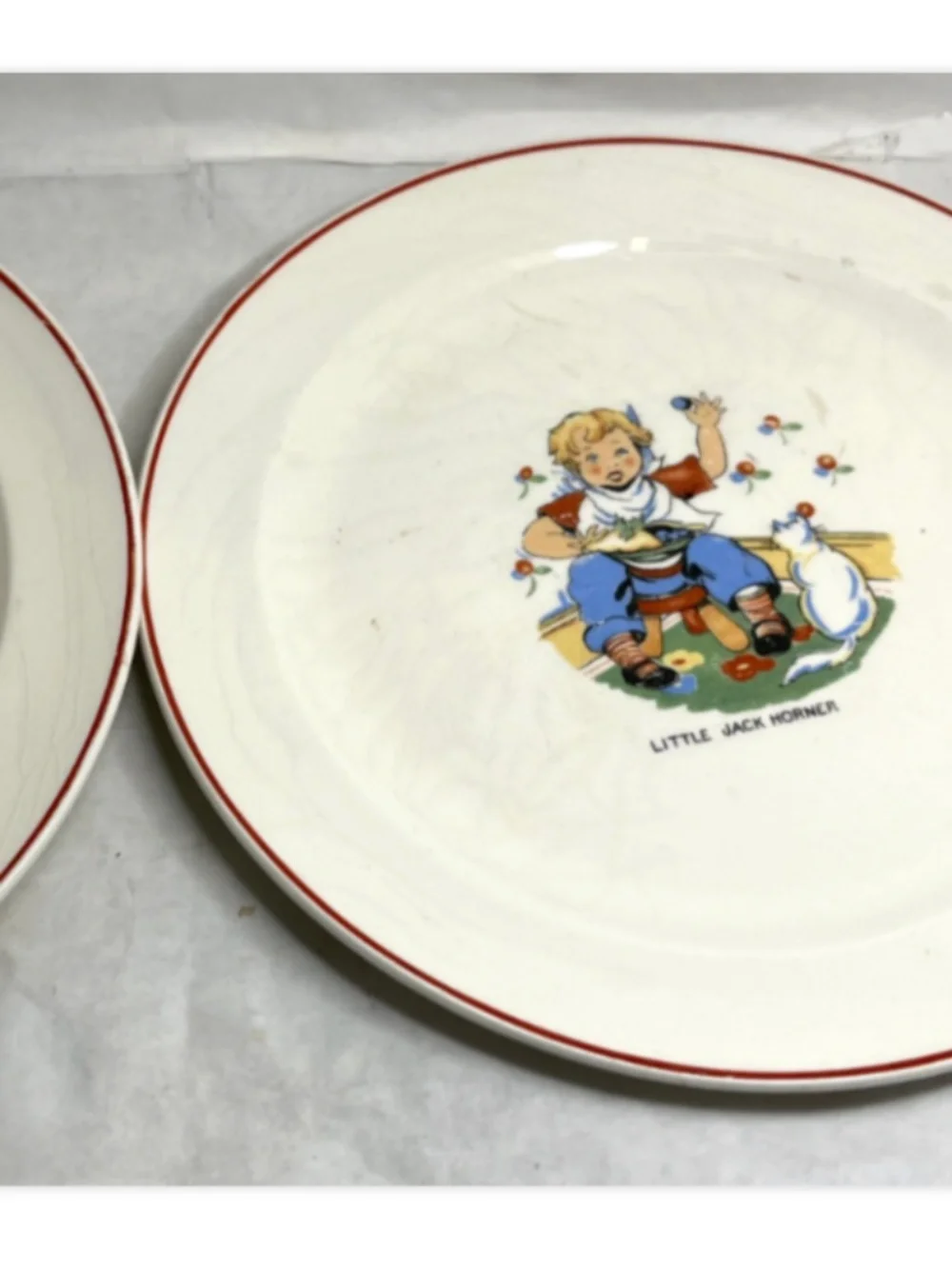 Vintage 2 Little Jack Horner Nursery Rhyme Childs Plates Transferware